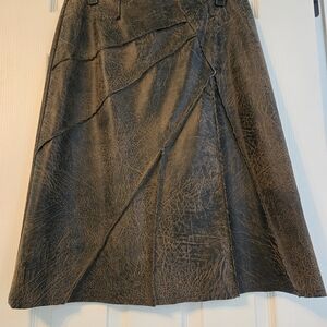 Spiegel Patchwork, Faux Leather Brown Skirt